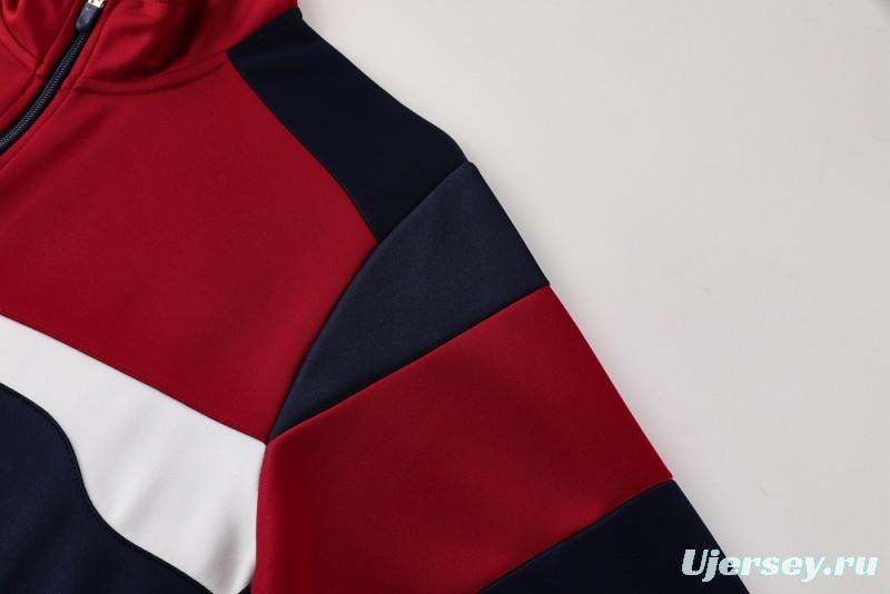 2025 Nike Red/Navy Full Hoodie Zipper Jacket +Long Pants