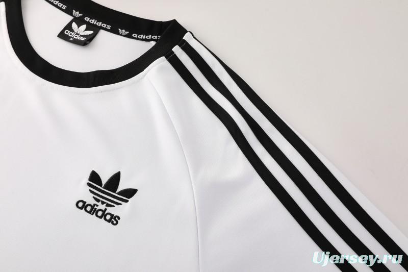 2025 Adidas Originals Long Sleeve T-Shirt Collection - Navy/White/Black with 3-Stripes
