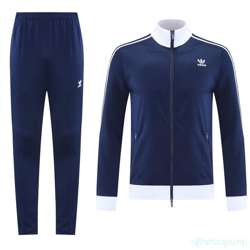 2025 Adidas Original Navy Full Hoodie Zipper Jacket +Long Pants