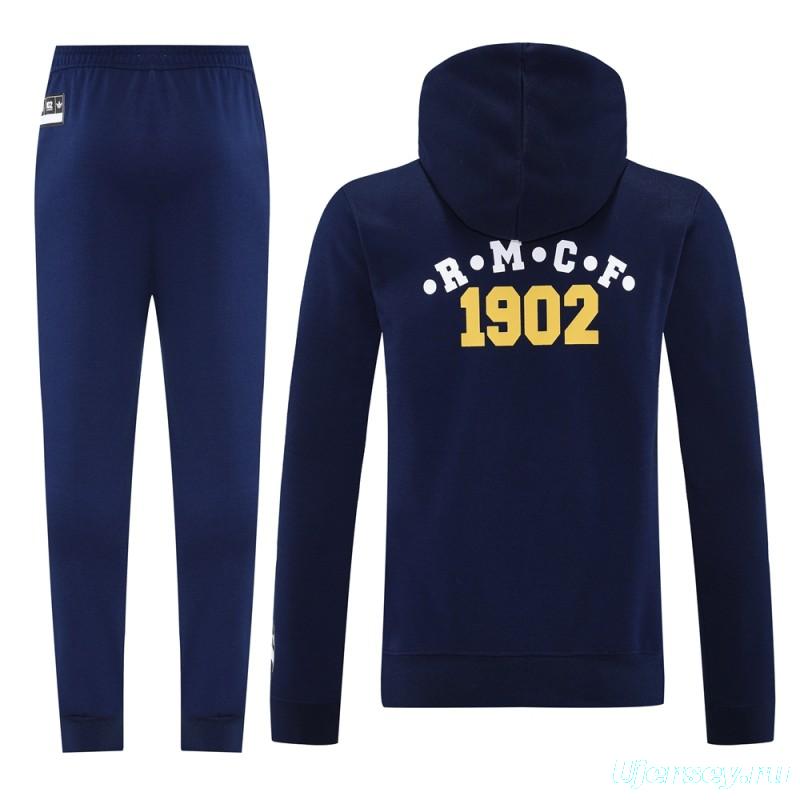 25/26 Real Madrid Navy Hoodie Full Zipper Jacket + Long Pants