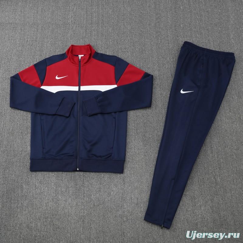 2025 Nike Red/Navy Full Hoodie Zipper Jacket +Long Pants