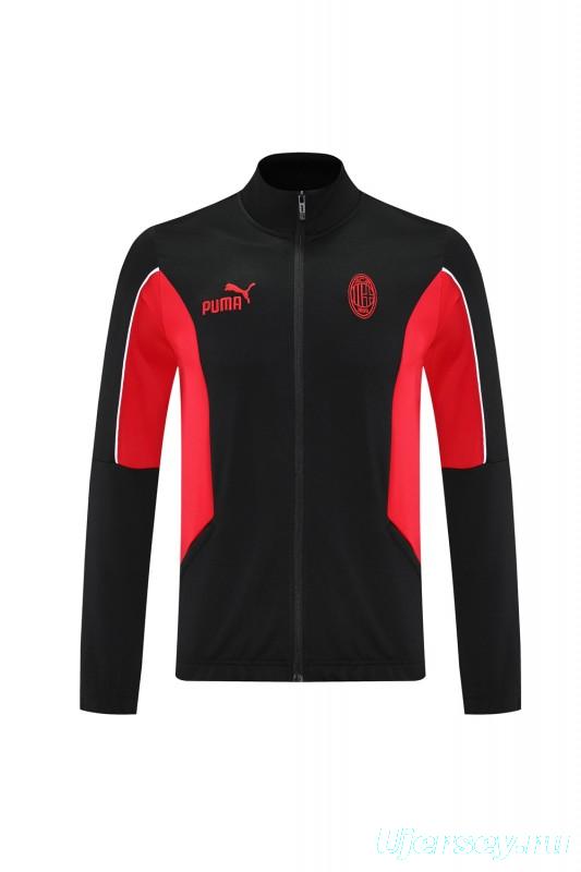 25/26 AC Milan Black/Red Full Zipper Jacket +Long Pants
