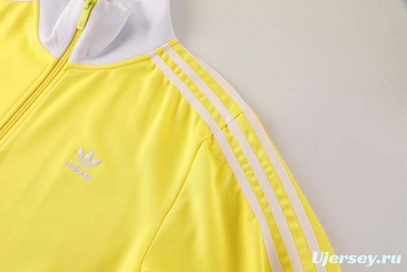 2025 Adidas Original Yellow Full Hoodie Zipper Jacket +Long Pants