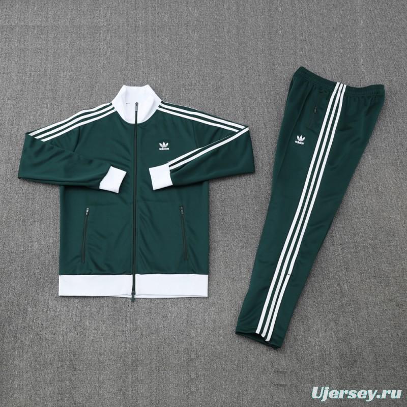 2025 Adidas Original Green Full Hoodie Zipper Jacket +Long Pants