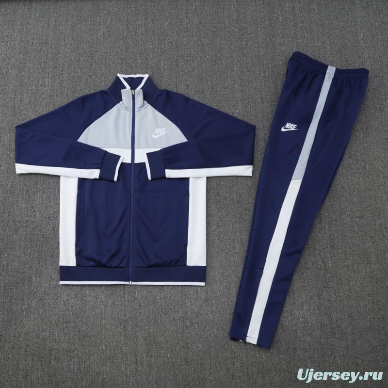 2025 Nike Grey/Navy Full Hoodie Zipper Jacket +Long Pants