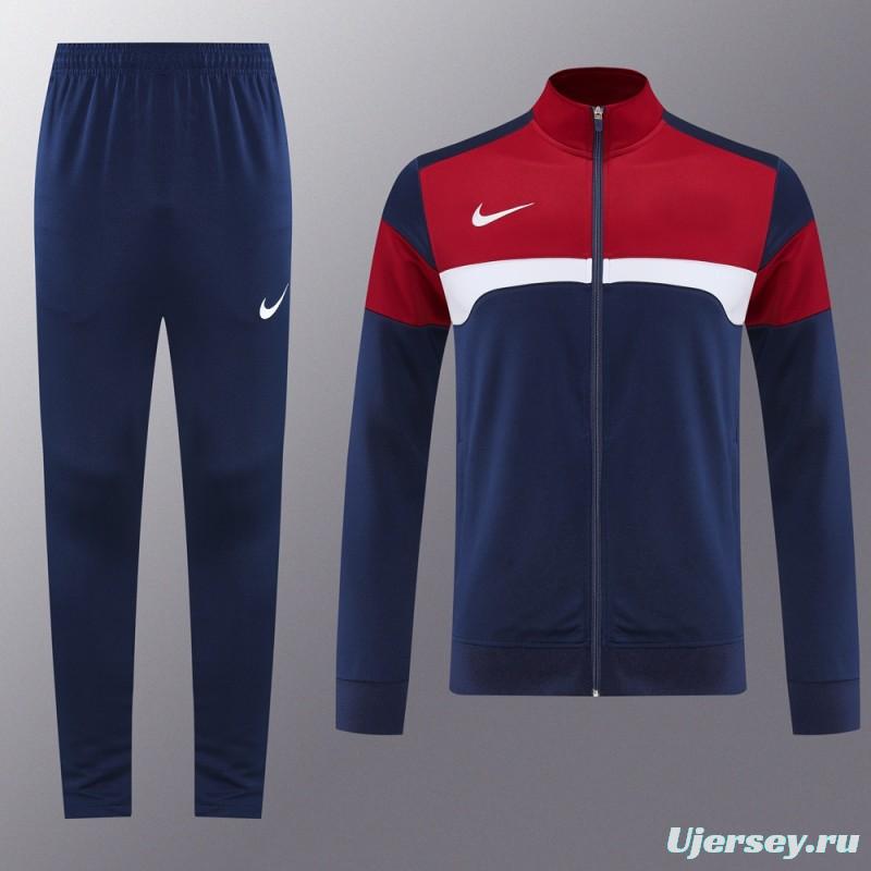 2025 Nike Red/Navy Full Hoodie Zipper Jacket +Long Pants