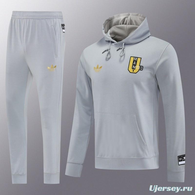 25/26 Manchester United Hooide Grey Full Zipper Jacket + Long Pants