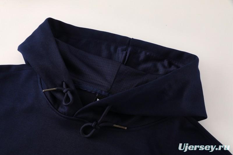 25/26 Real Madrid Navy Hoodie Full Zipper Jacket + Long Pants