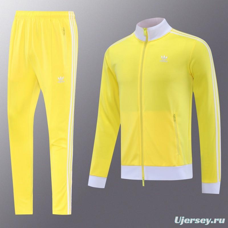 2025 Adidas Original Yellow Full Hoodie Zipper Jacket +Long Pants