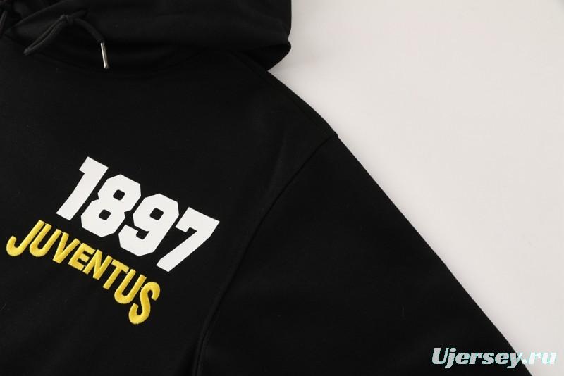 25/26 Juventus Black Hoodie Full Zipper Jacket + Long Pants