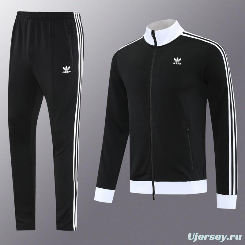 2025 Adidas Original Black Full Hoodie Zipper Jacket +Long Pants