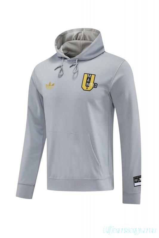 25/26 Manchester United Hooide Grey Full Zipper Jacket + Long Pants