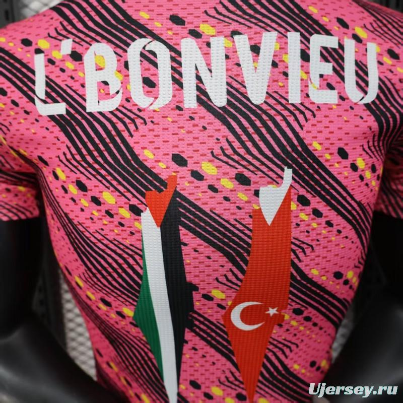 Player Version 25/26 Palestine Pink with Geometric Wave Pattern Jersey