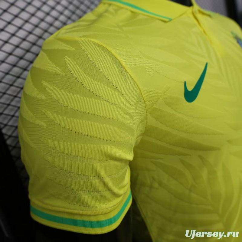 Player Version 2025 Brazil Home Yellow Classic Jersey