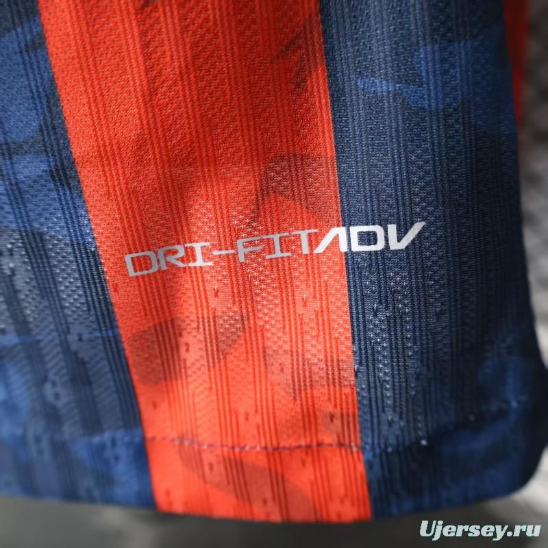 Player Version 25/26 Barcelona Home Blue Red Stripes Jersey with Spotify Sponsor