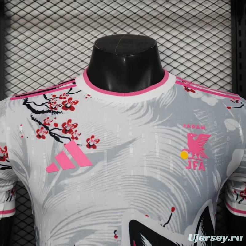 Player Version 2025 Japan White with Fox and Cherry Blossom Pattern Jersey
