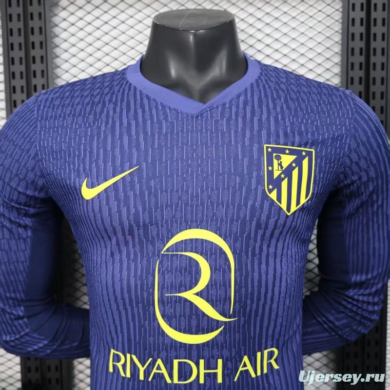 Player Version 25/26 Atletico Madrid Away Blue Long Sleeve Jersey