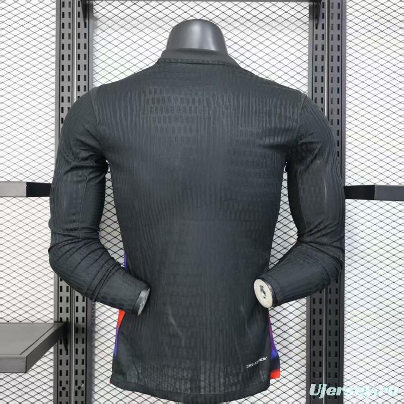 Player Version 2025 England Away Black Long Sleeve Jersey