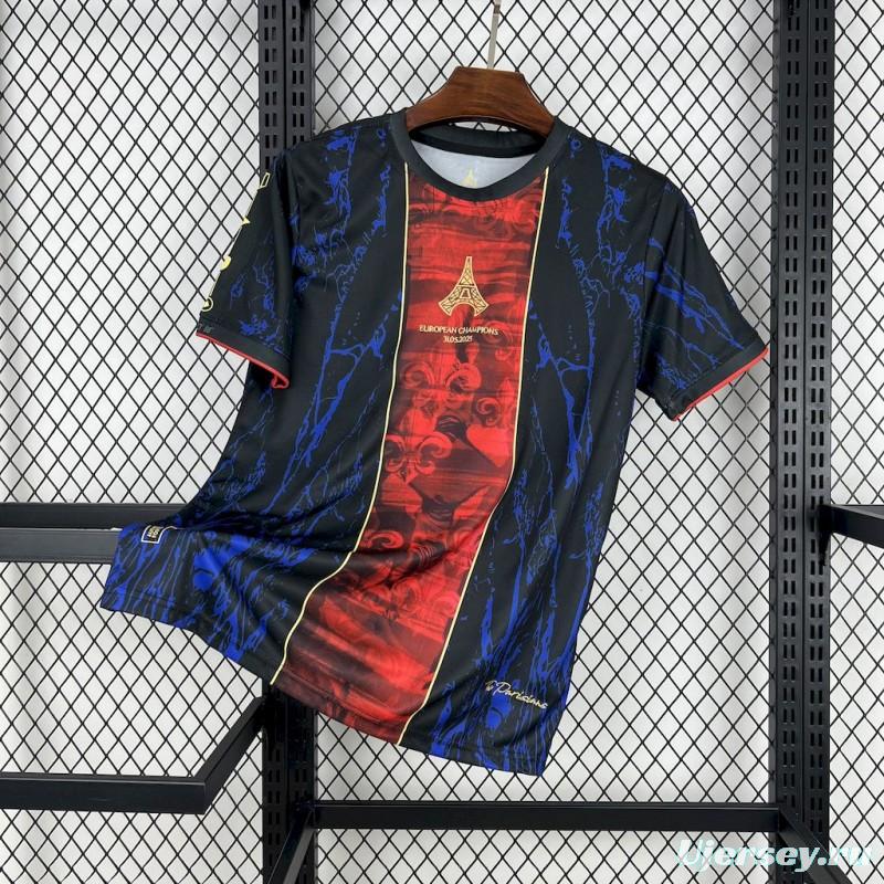 2025/26 Paris Saint-Germain (CAMPEONES DE EUROPA) Red And Blue Jersey