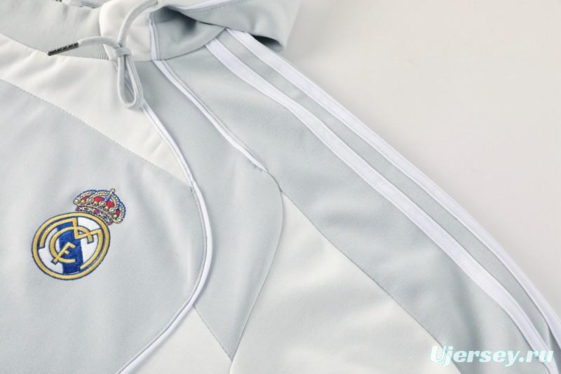 25/26 Real Madrid Hoodie Full Zipper Jacket + Long Pants