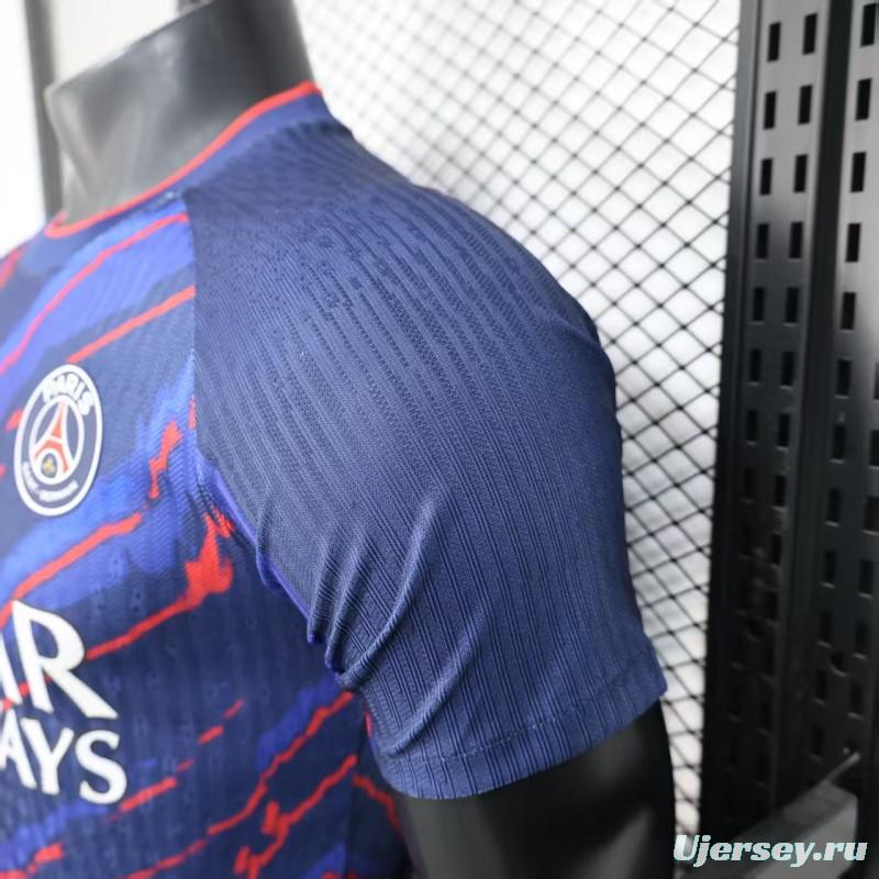 Player Version 25/26 PSG Paris Saint-Germain Blue with Red Lightning Pattern Jersey