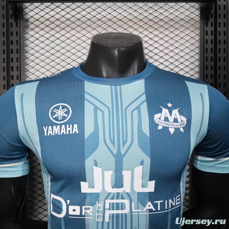 Player Version 25/26 Olympique de Marseille Blue with Geometric Stripes Jersey