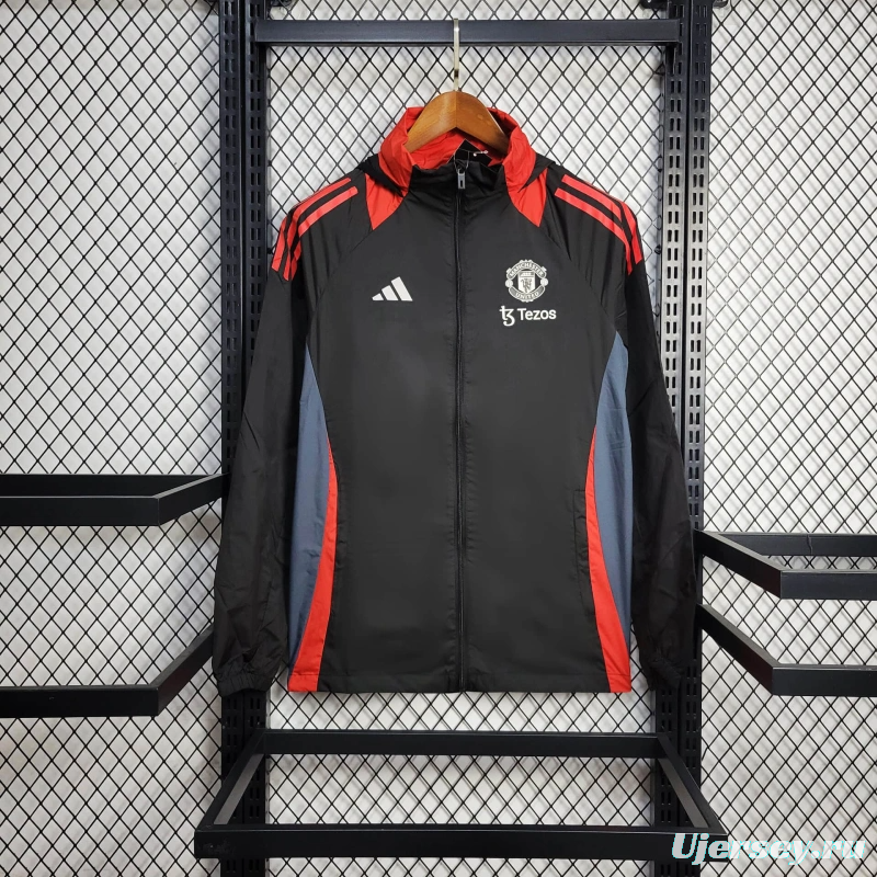 25/26 Manchester United Jacket Black Windbreaker