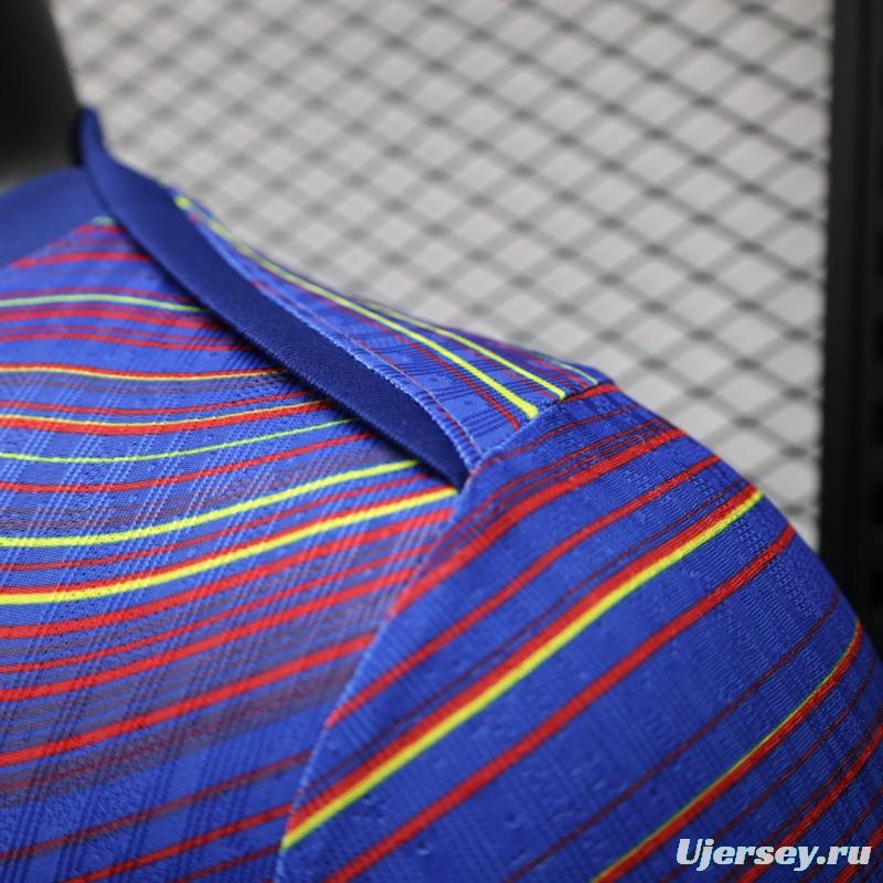 Player Version 25/26 FC Barcelona Blue with Colorful Wave Stripes Jersey