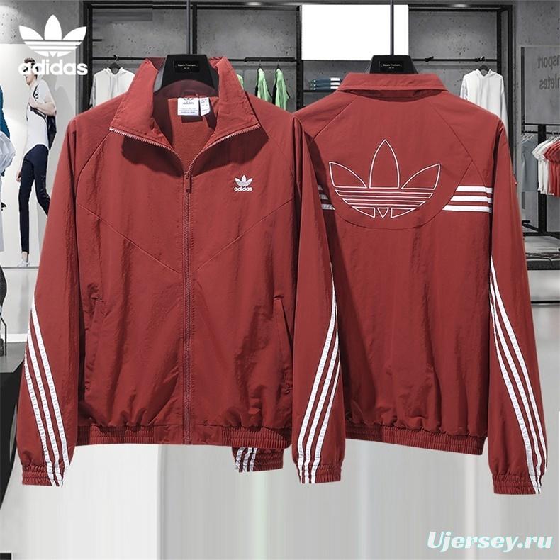 2025 Adidas Original Blue/Brick red/Bright Red/BLACK Full Zipper Windbreaker 4 Colors