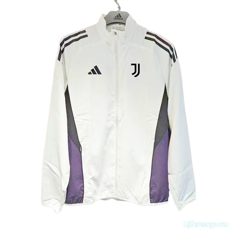 25/26 Juventus White Full Zipper Windbreaker