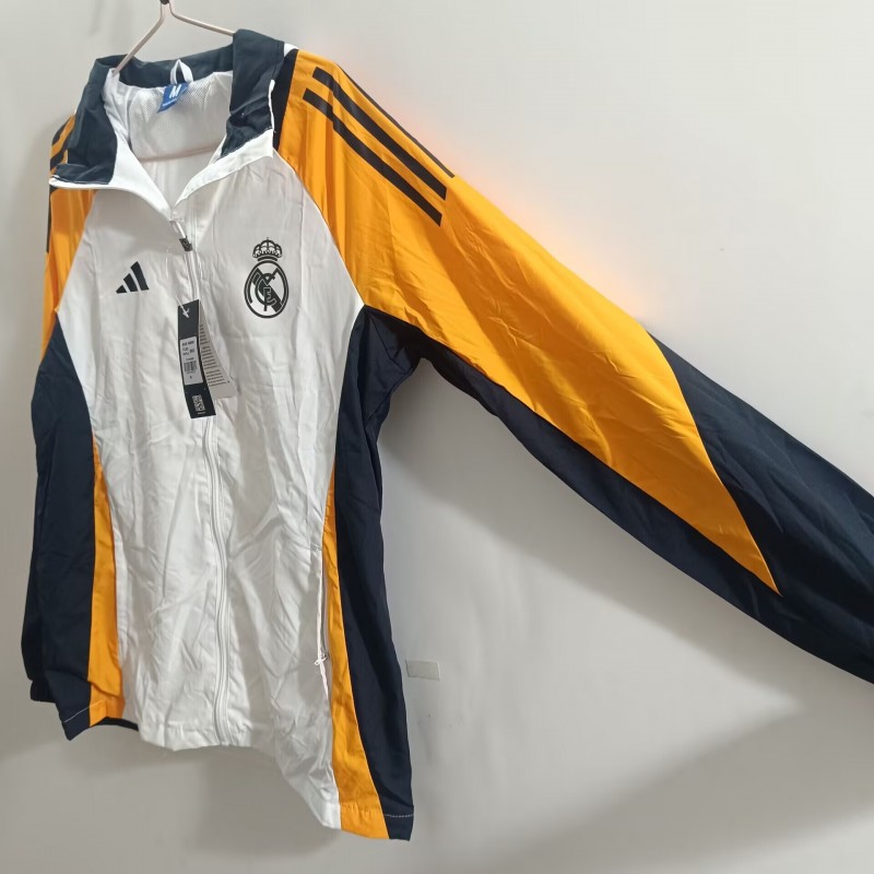 25/26 Real Madrid White Hooded Mid-length Jacket