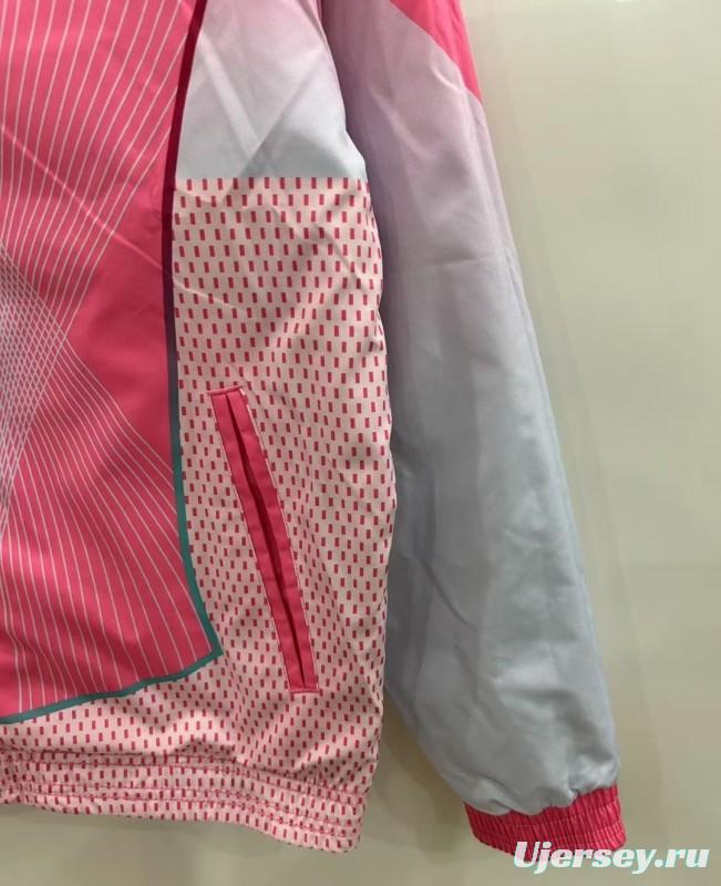 25/26 FC Barcelona Teal & Pink Training Windbreaker with Geometric Pattern