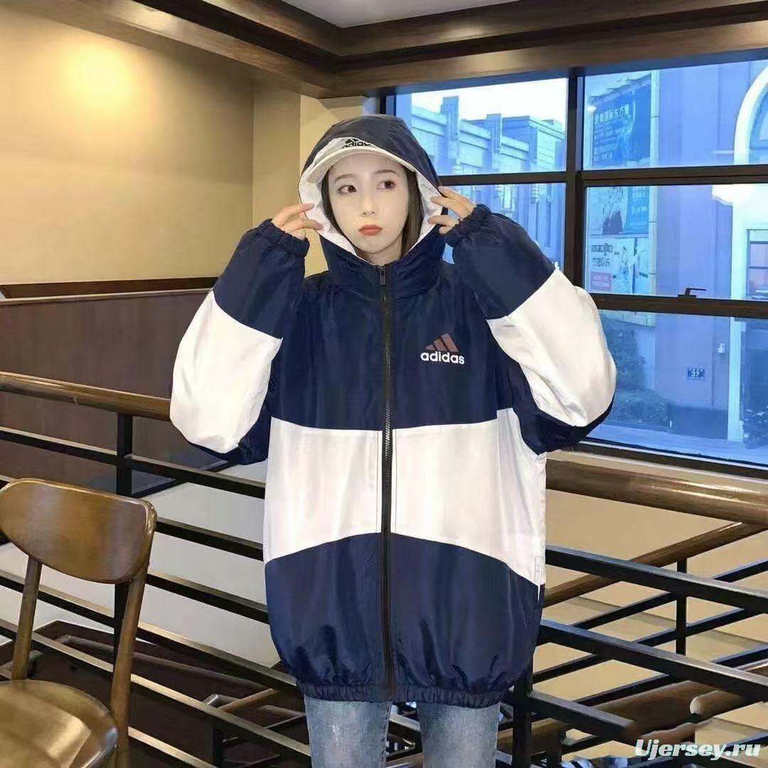 2025 Adidas White/Black/Wine Full Zipper Hoodie Windbreaker