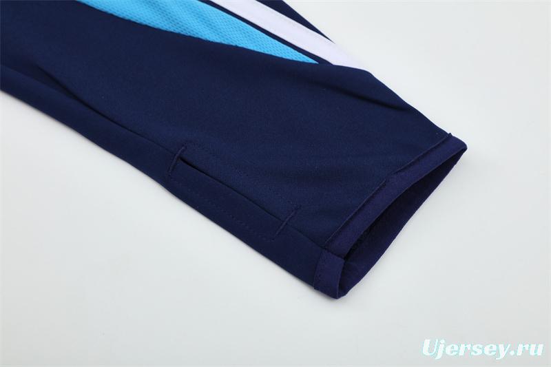 Retro 03/04 Real Madrid Royal Blue Half Zipper Jacket+Long Pants