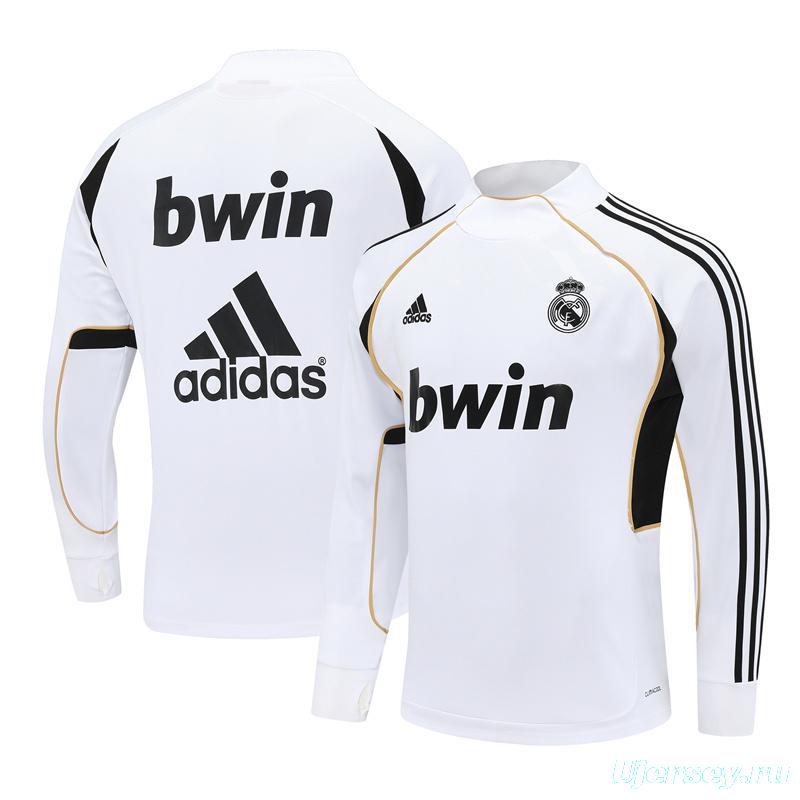 Retro 11/12 Real Madrid White Half Zipper Jacket