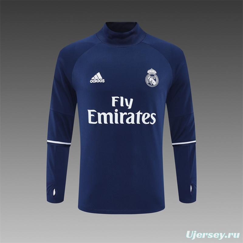 Retro 16/17 Real Madrid Royal Blue Half Zipper Jacket