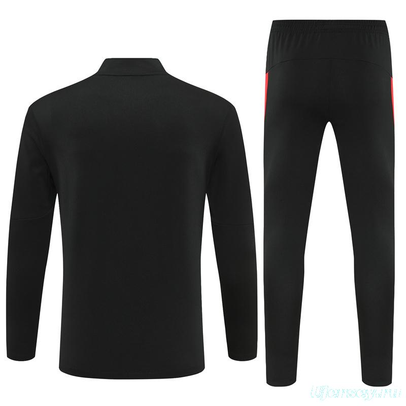 25/26 Portugal Black Half Zipper Jacket+Long Pants