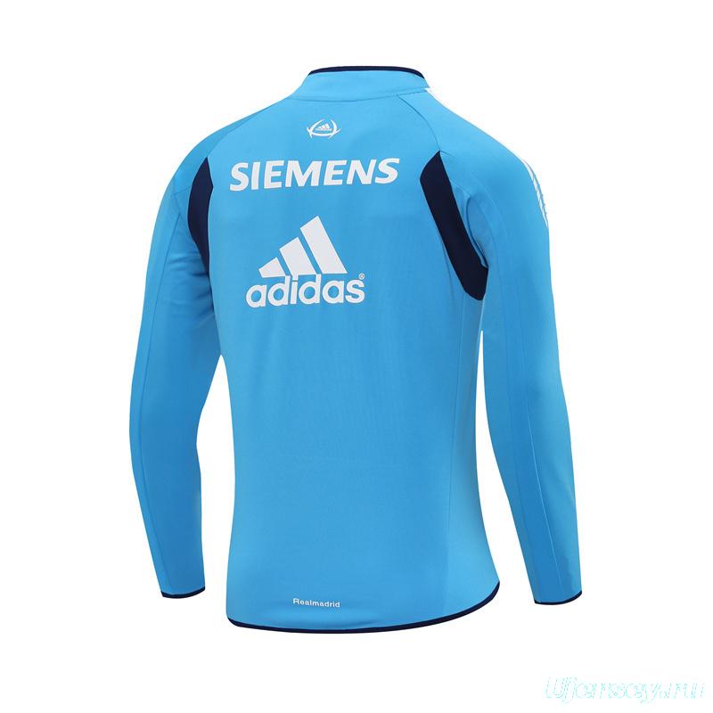 Retro 05/06 Real Madrid Light Blue Half Zipper Jacket+Long Pants