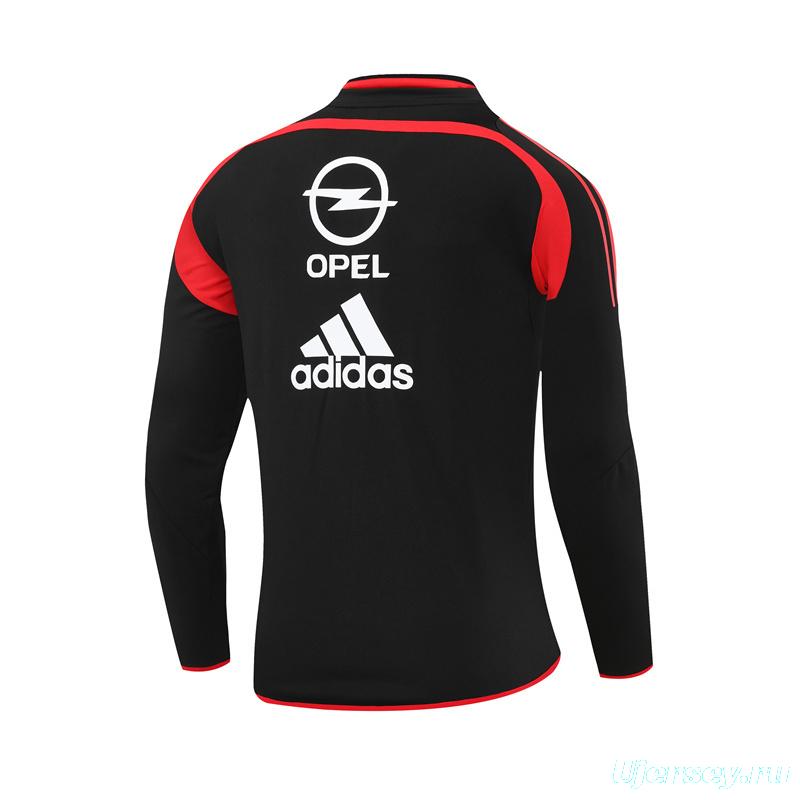 Retro 04/05 AC Milan Black Half Zipper Jacket+Long Pants