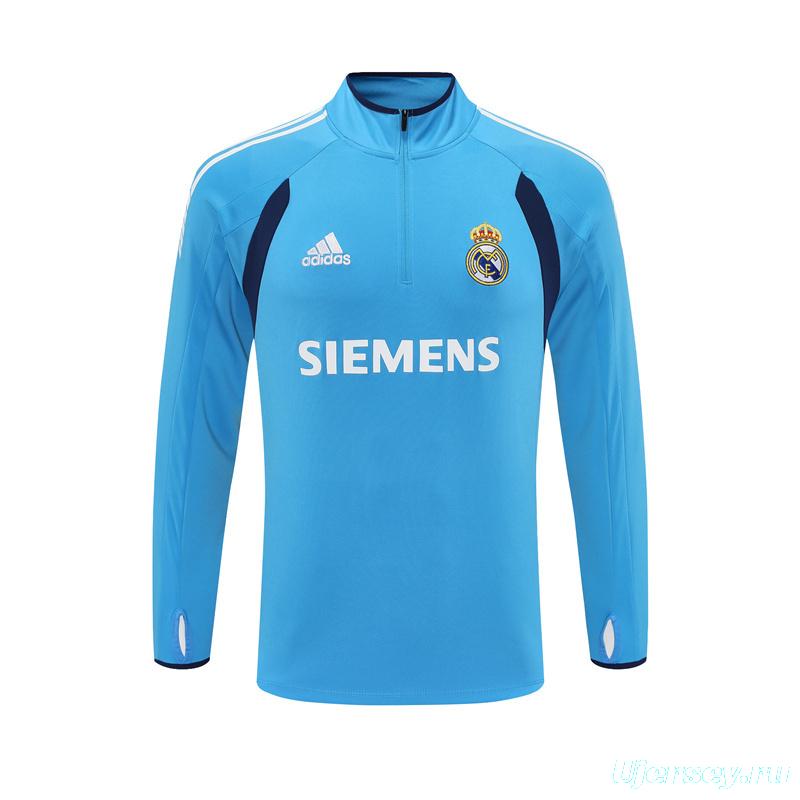 Retro 05/06 Real Madrid Light Blue Half Zipper Jacket