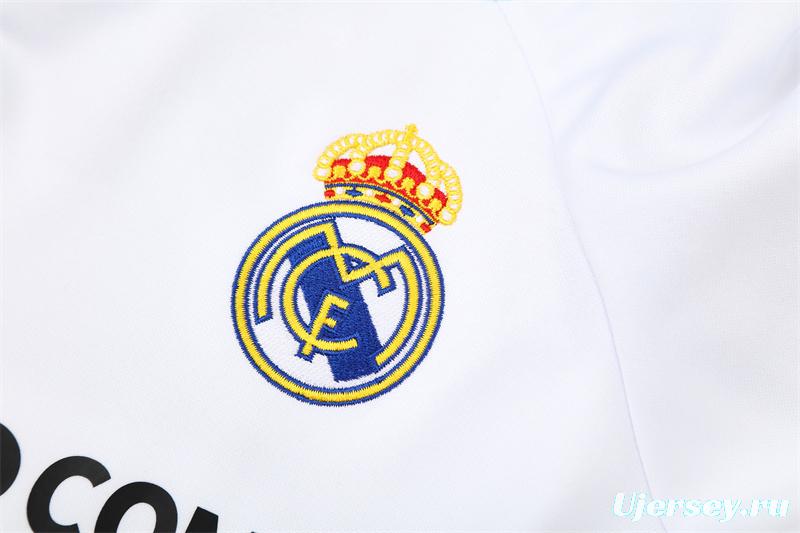 Retro 09/10 Real Madrid White Half Zipper Jacket+Long Pants