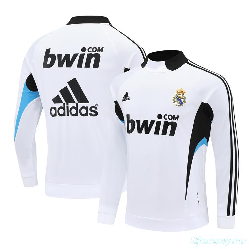 Retro 08/09 Real Madrid White Half Zipper Jacket+Long Pants