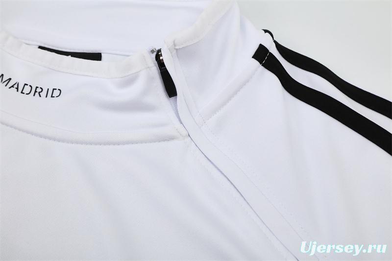Retro 13/14 Real Madrid White Half Zipper Jacket
