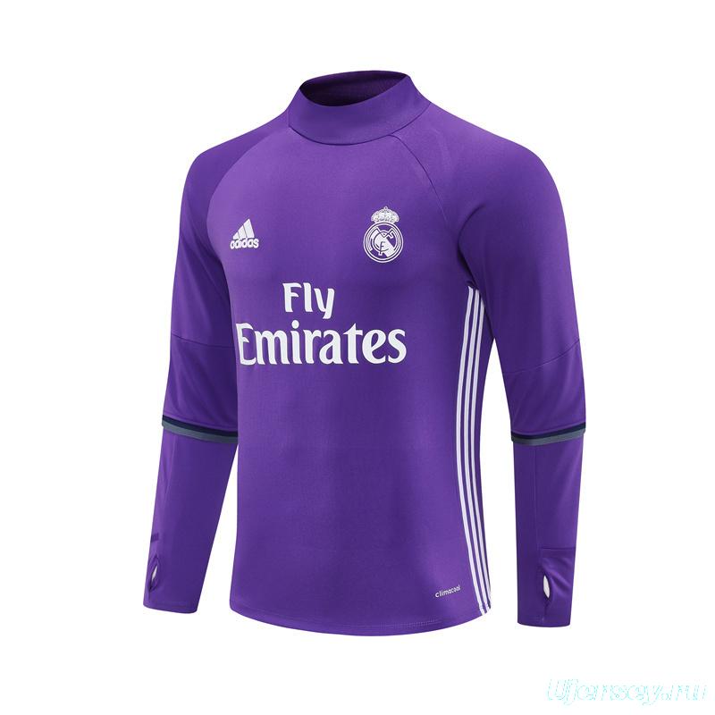 Retro 16/17 Real Madrid Purple Half Zipper Jacket+Long Pants