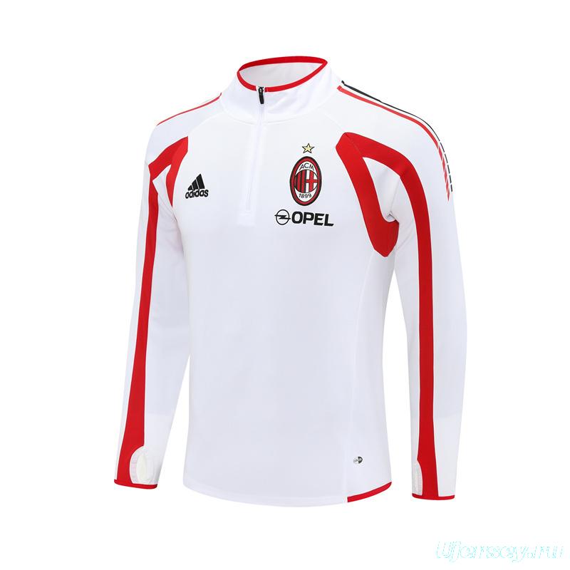 Retro 05/06 AC Milan White Half Zipper Jacket+Long Pants