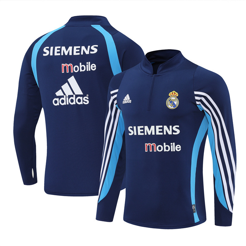 Retro 03/04 Real Madrid Royal Blue Half Zipper Jacket