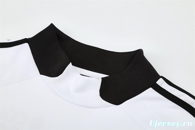 Retro 08/09 Real Madrid White Half Zipper Jacket+Long Pants