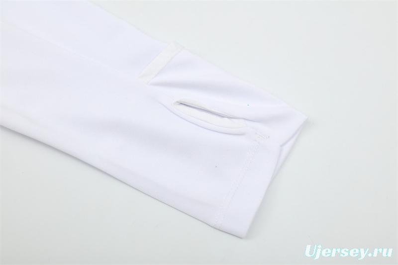 Retro 16/17 Real Madrid White Half Zipper Jacket+Long Pants