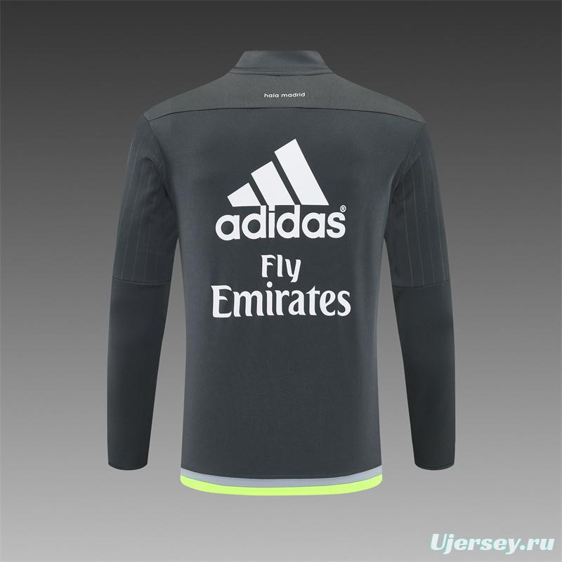Retro 15/16 Real Madrid Dark Grey Half Zipper Jacket