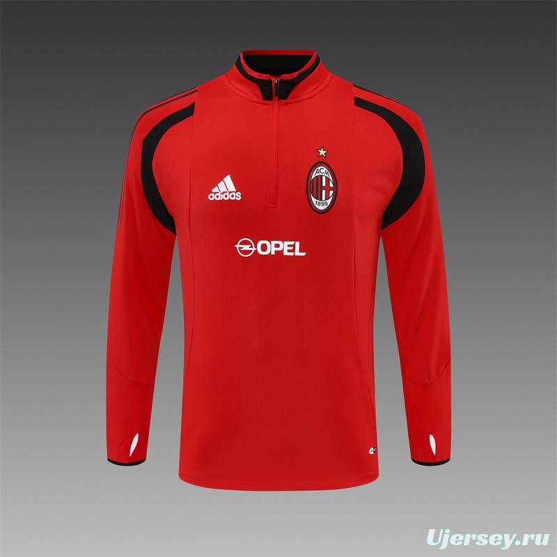 Retro 04/05 AC Milan Red Half Zipper Jacket+Long Pants